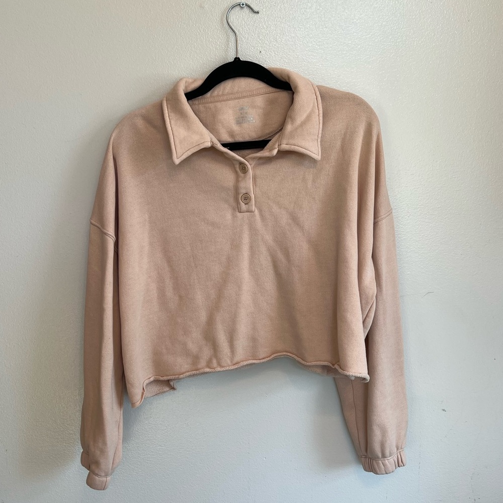 Aerie cropped quartet button up crew